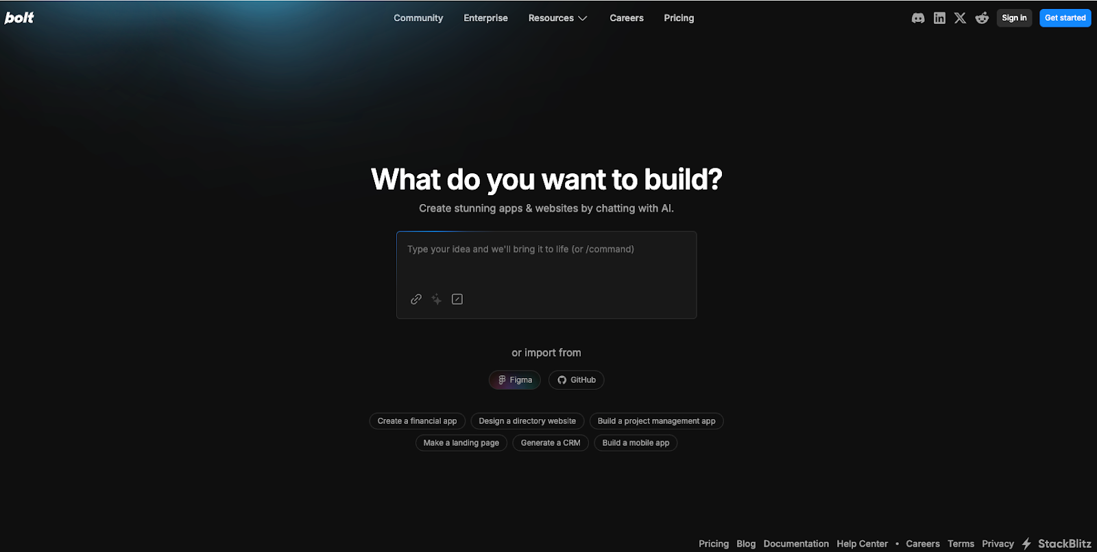 Bolt homepage
