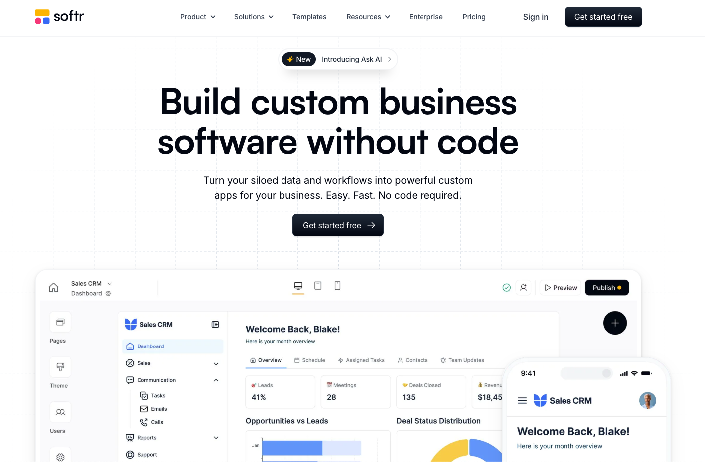 Softr homepage