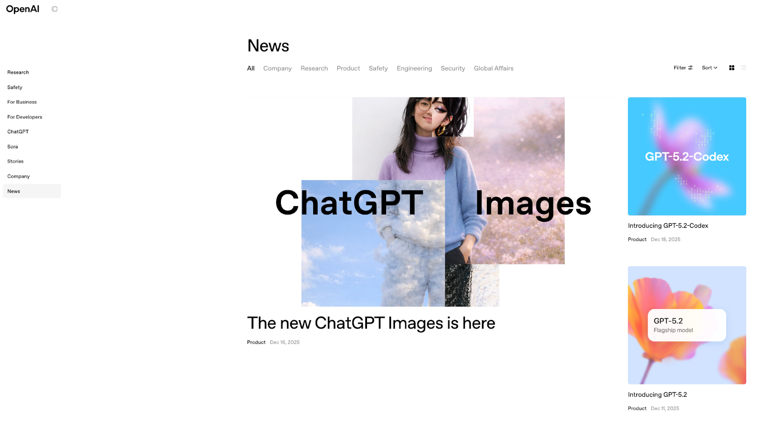 OpenAI Blog homepage