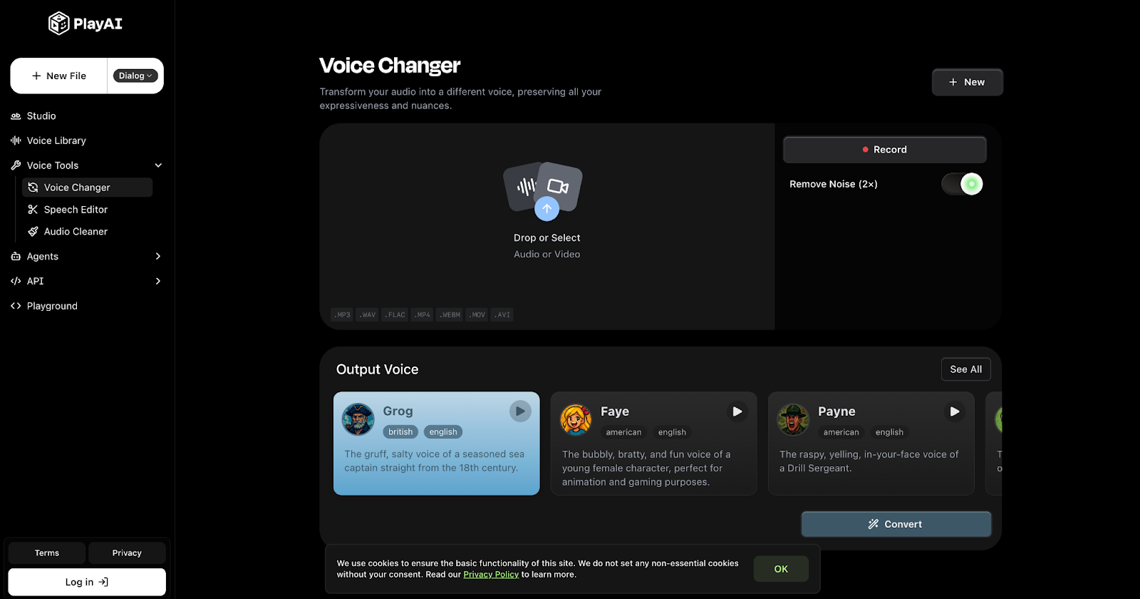 PlayAI voice changer