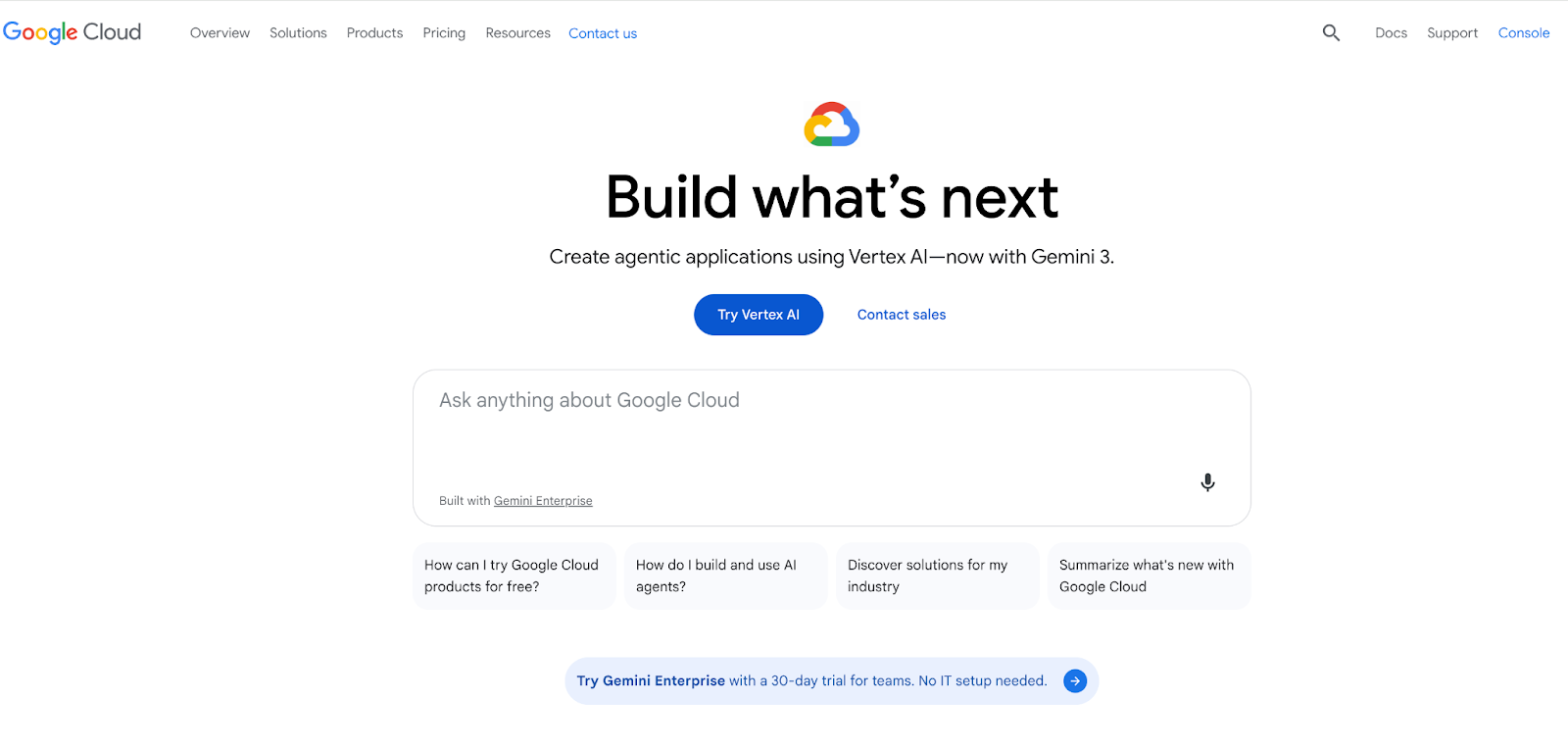 Google Cloud Platform homepage