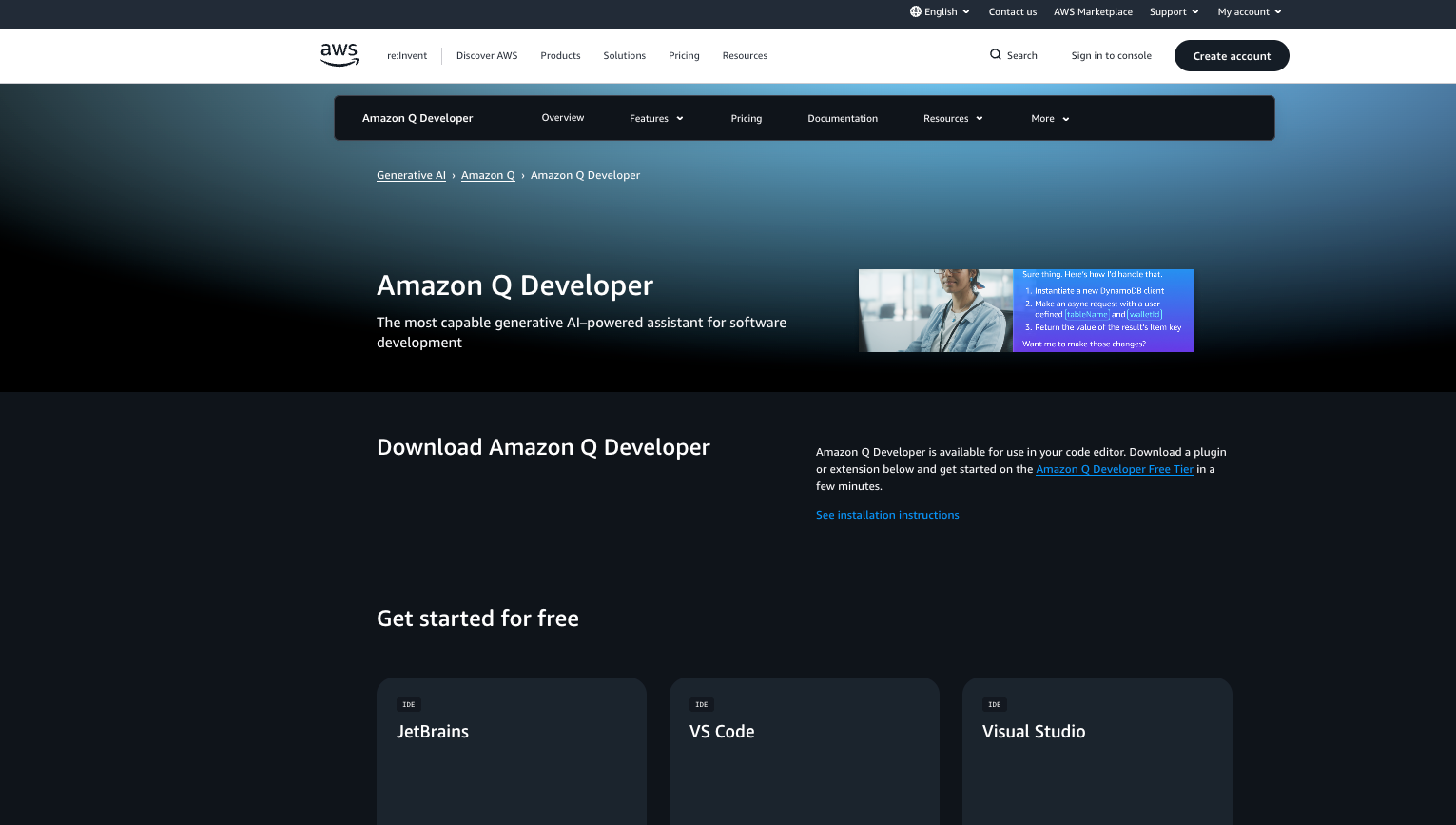 Amazon Q Developer Website