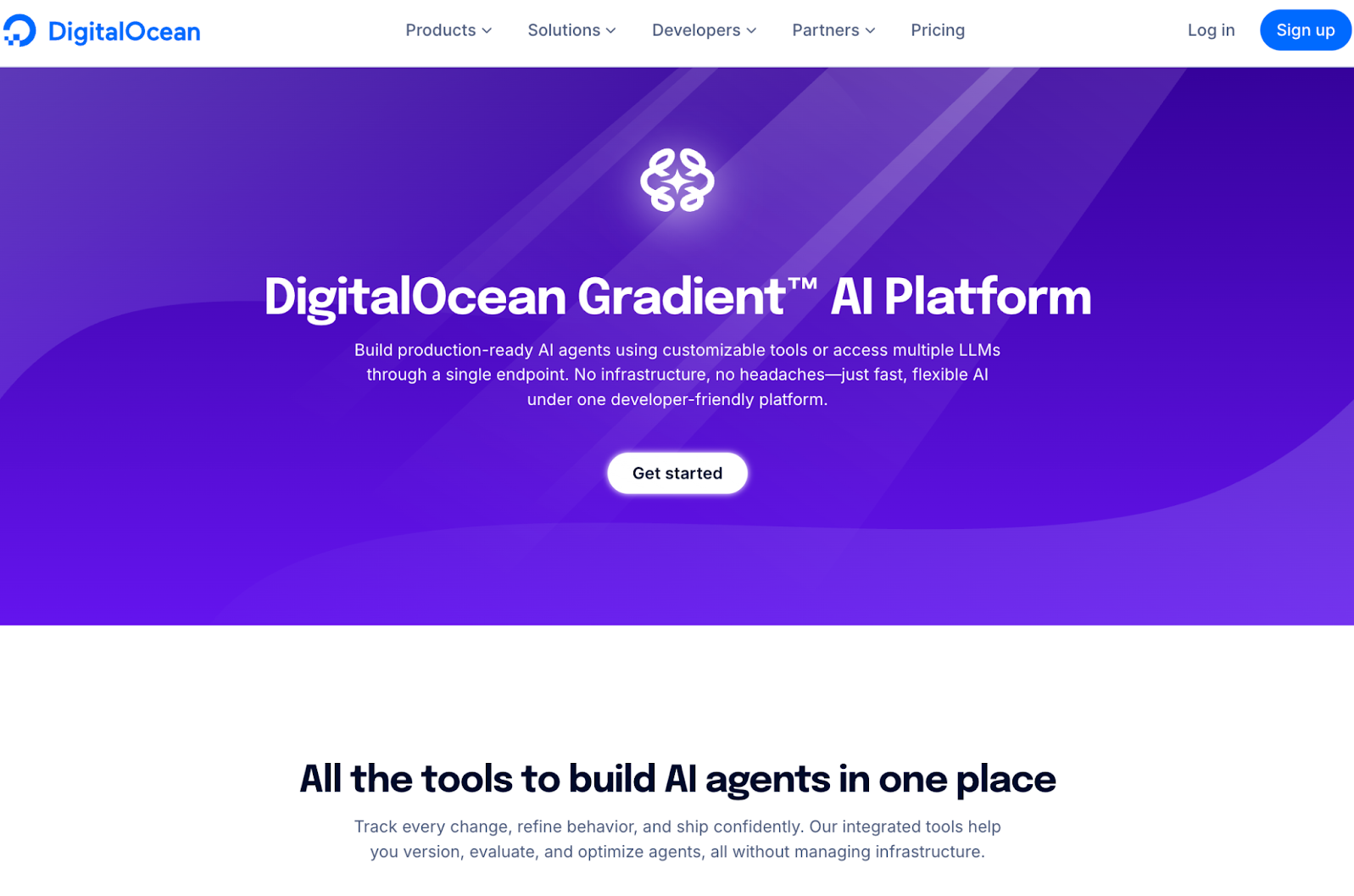 DigitalOcean Gradient homepage