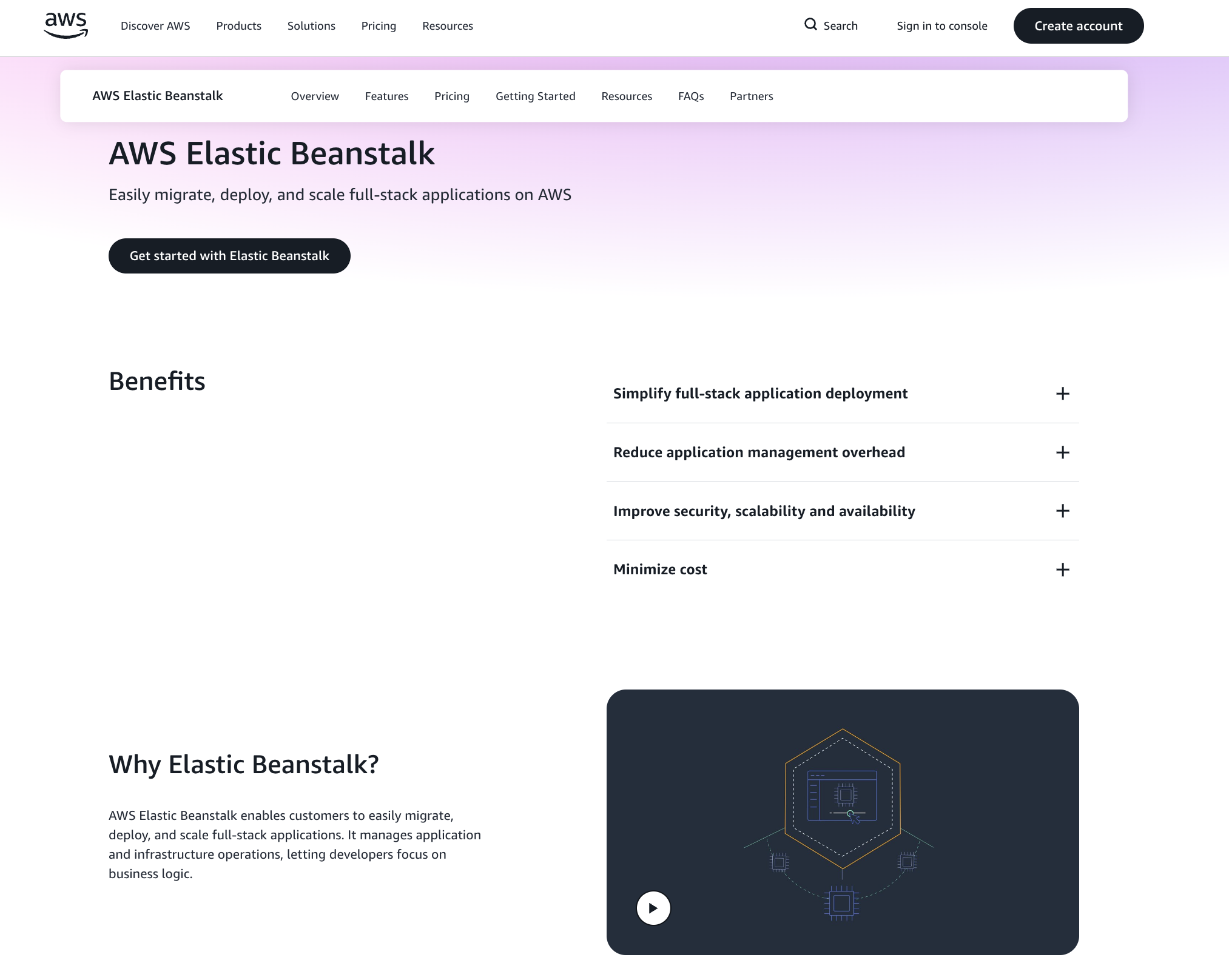 AWS Elastic Beanstalk homepage