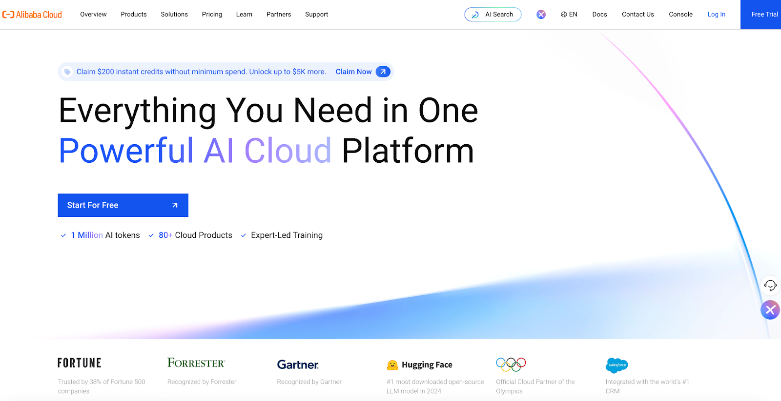 Alibaba Cloud homepage