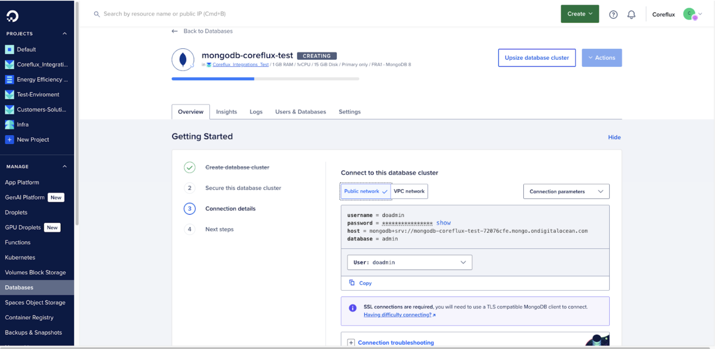 Connection Details for MongoDB