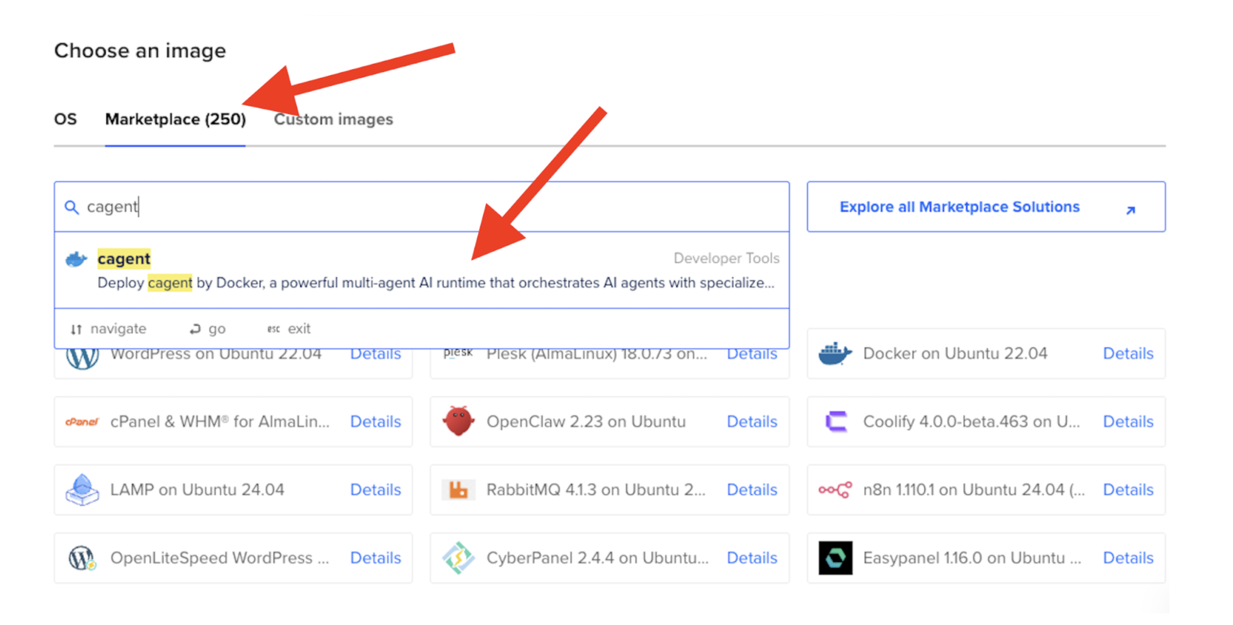 Search for "Docker Agent" in the Marketplace tab