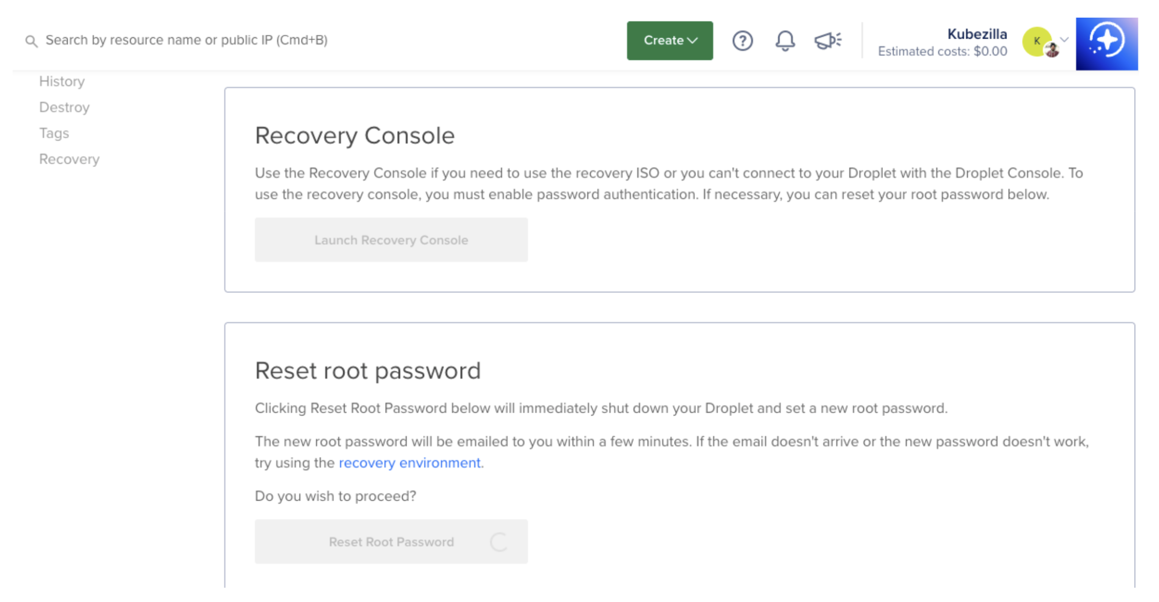 Reset the root password or use your SSH key