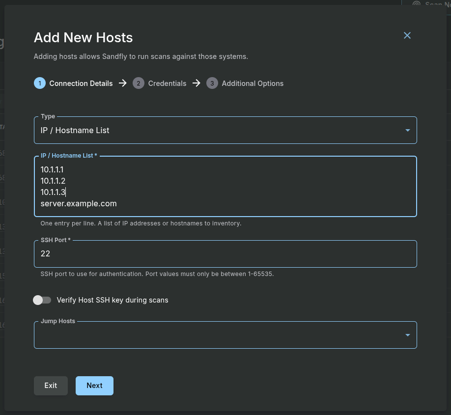 Sandfly Add New Hosts