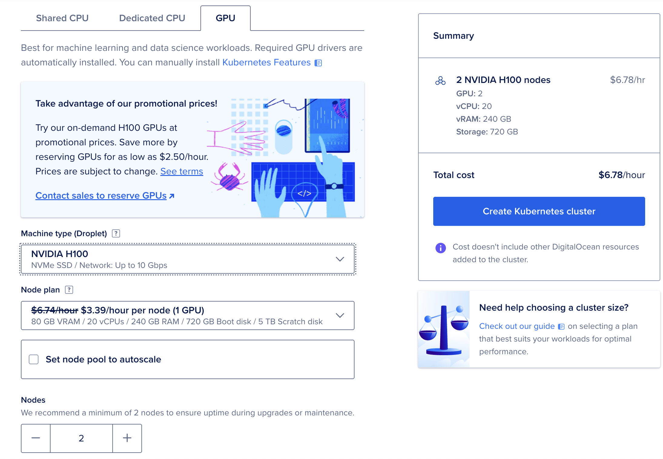 GPU node pool configuration