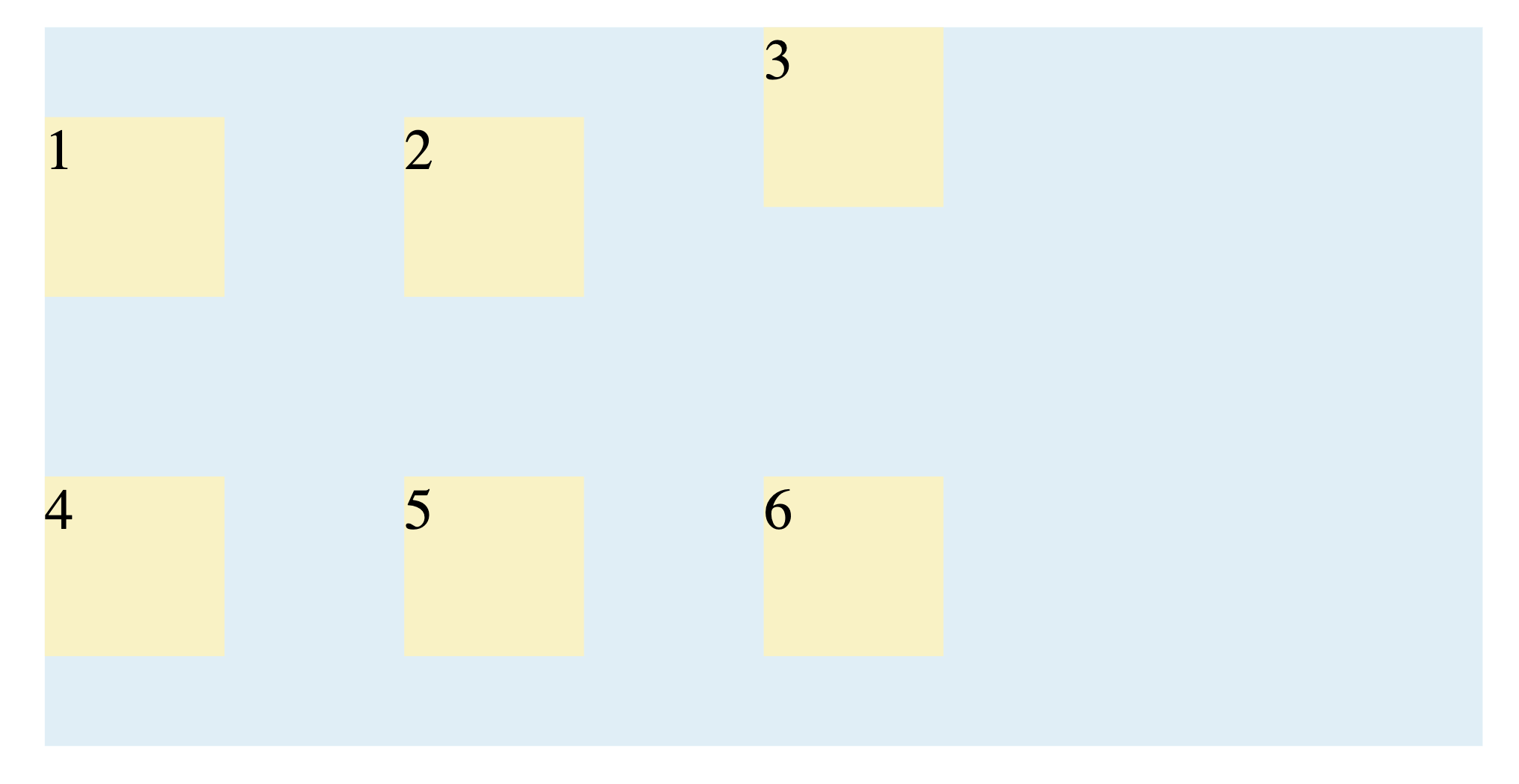 CSS Grid with align-items center showing most items vertically centered, with the third item overridden by align-self start to align to the top