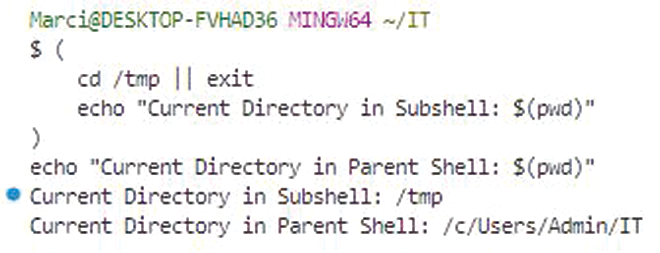 The first echo will show /tmp as the current directory (inside the subshell). The second echo will show your original directory (parent shell).