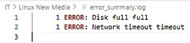 View the generated error summary log.