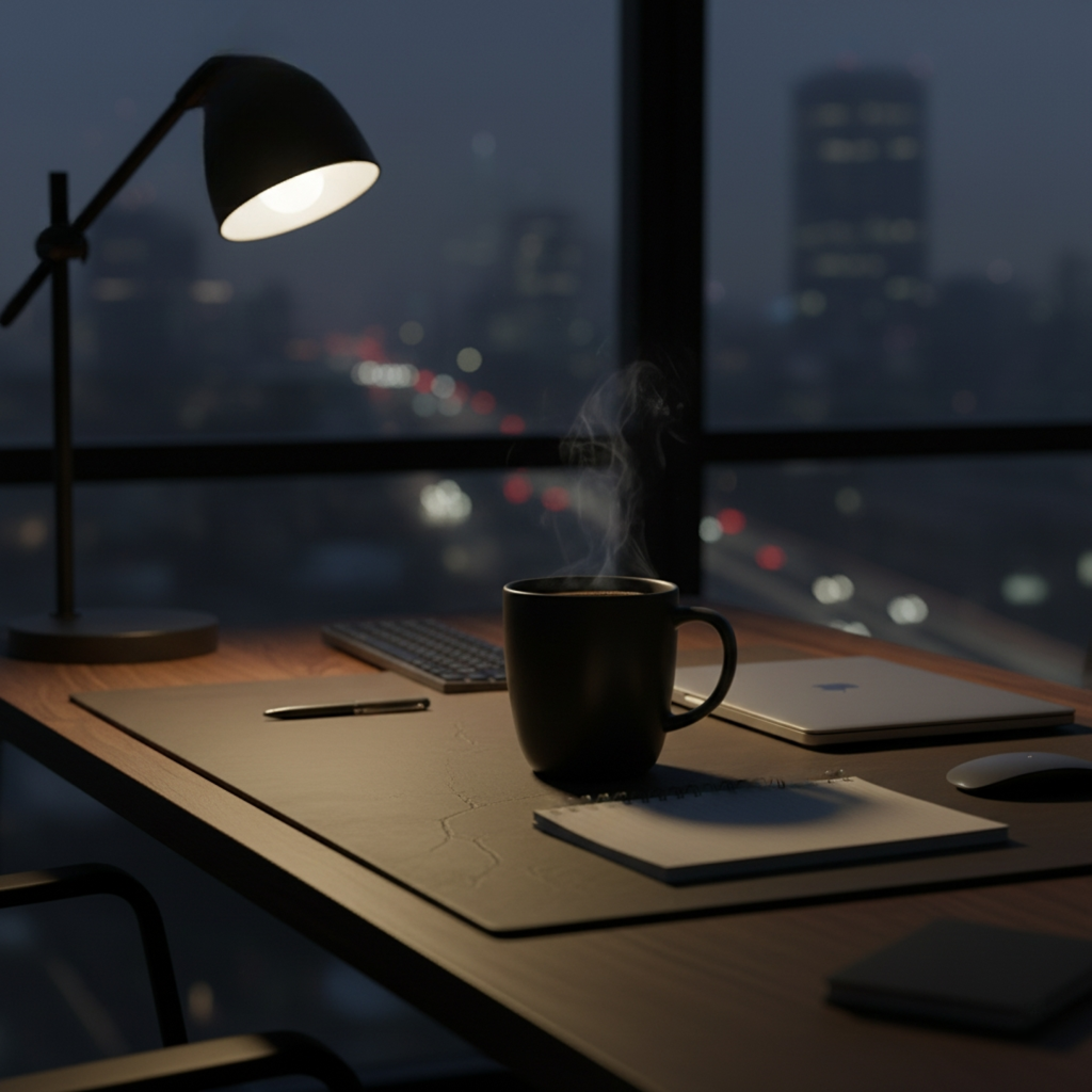 Office desk coffee mug image
