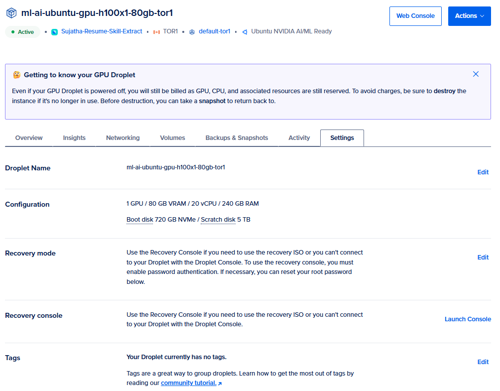 DigitalOcean GPU Droplet