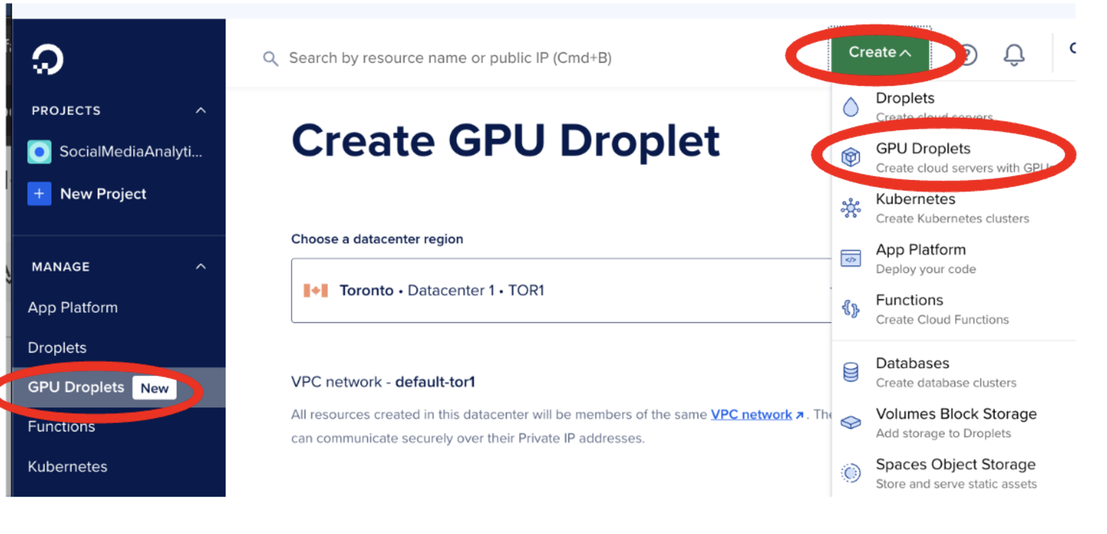 create gpu droplet