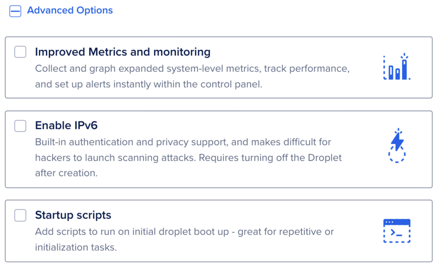 Advanced options gpu droplet