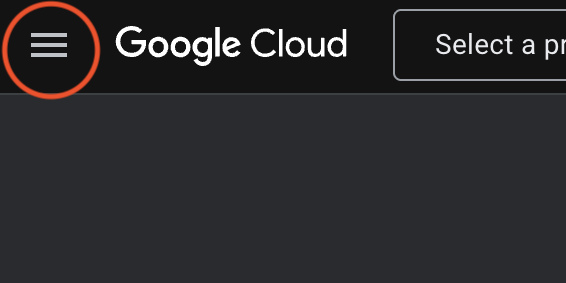 Google Cloud Console hamburger menu expanded to show the APIs & Services section with 'Enabled APIs & Services' option visible