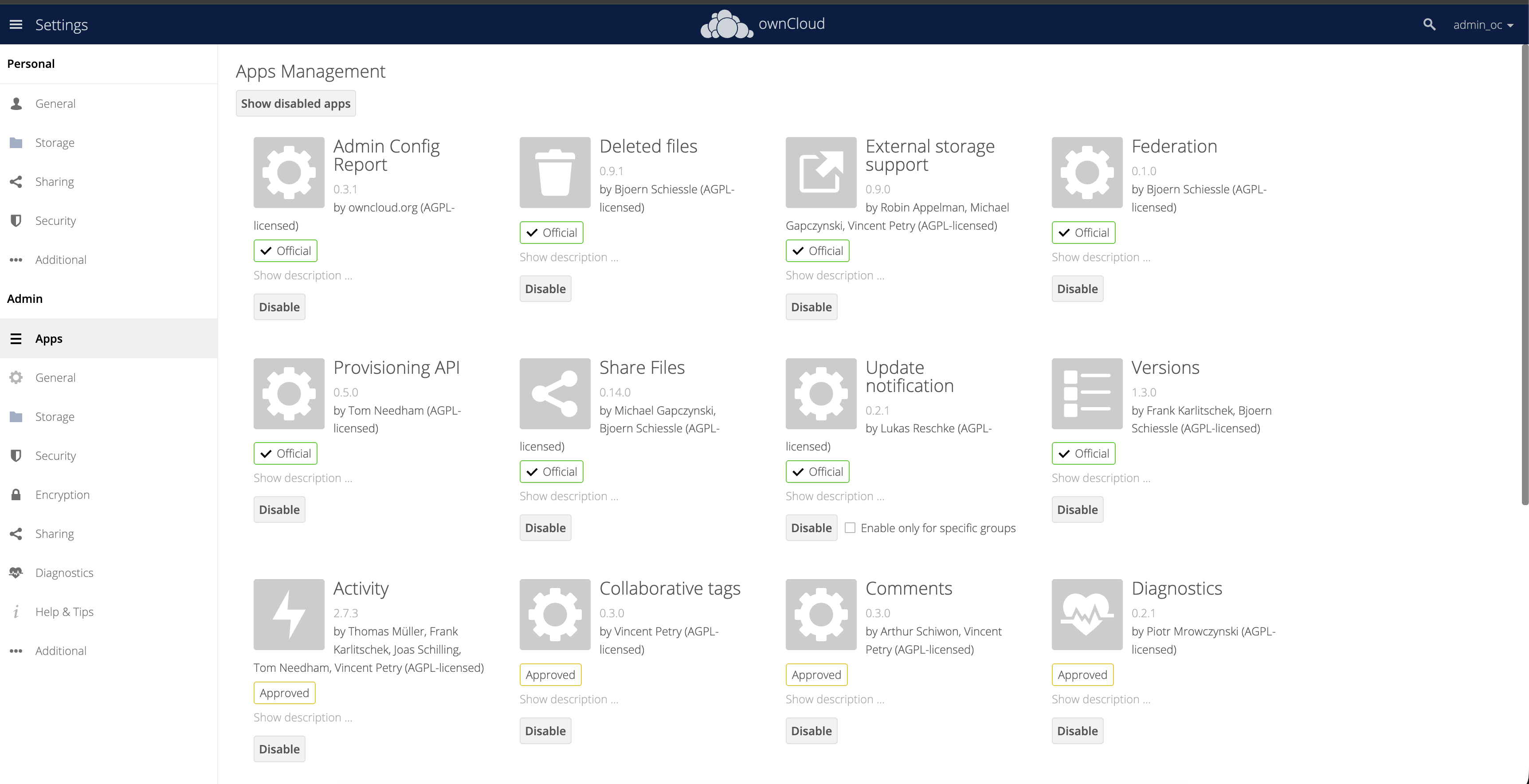 OwnCloud App Management