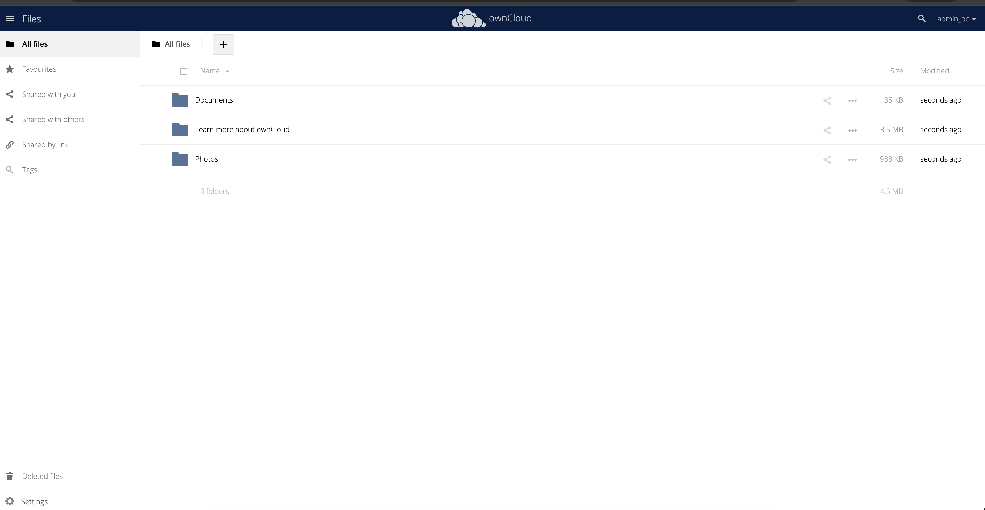 OwnCloud Dashboard