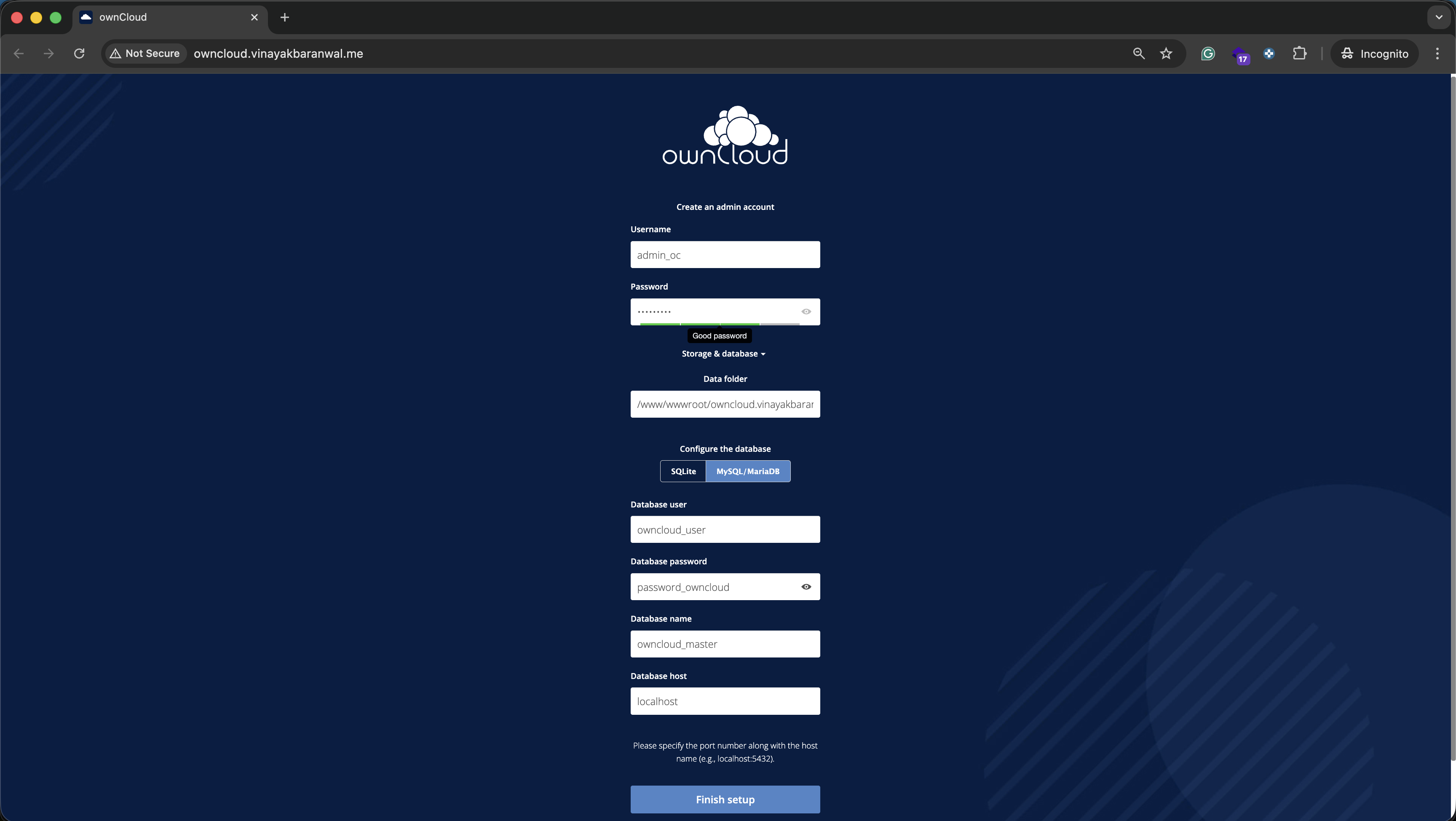 OwnCloud Detailed Signup
