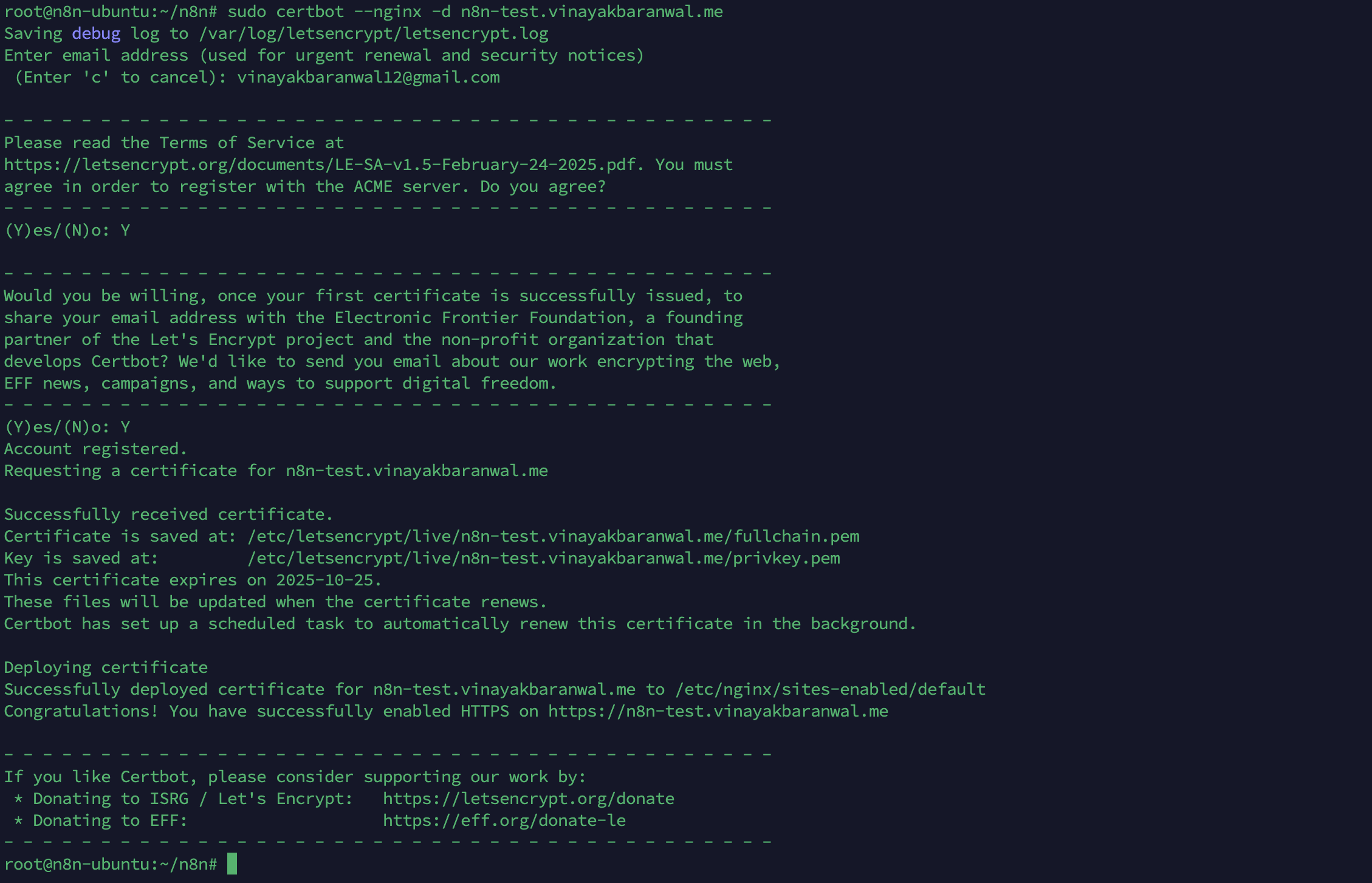 Certbot SSL Configuration