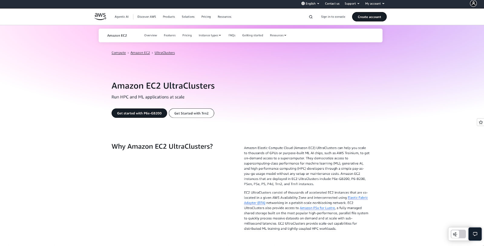 Amazon EC2 website