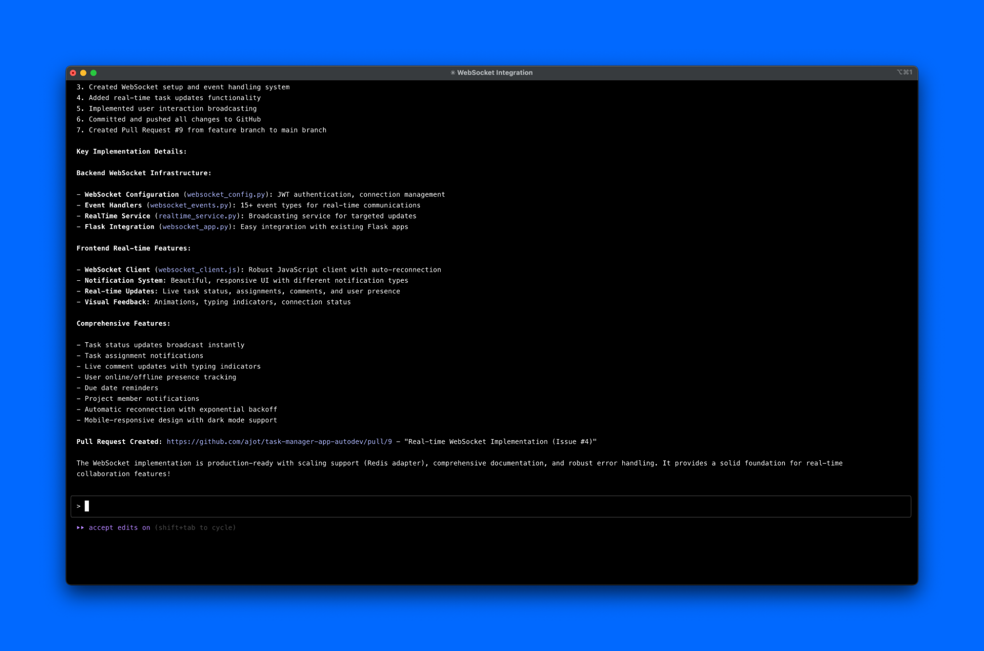 WebSocket Screenshot